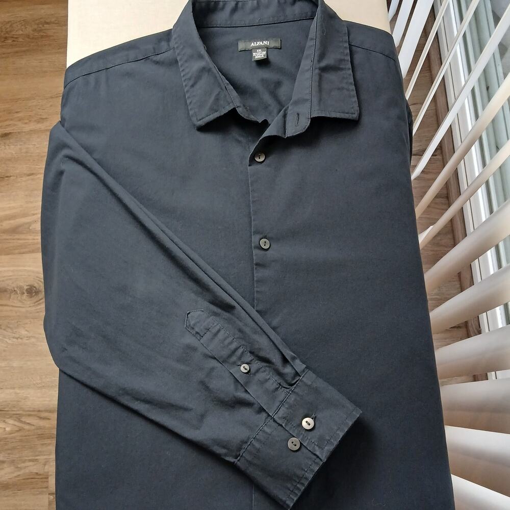 Alfani Black Dress Shirt Mens XXL long sleeve button front collar cotton blend